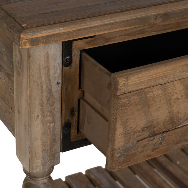Console drapier 3 tiroirs en sapin brun 184,5 cm Ervenano Ixia - 6