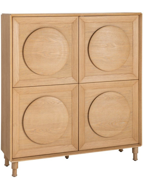Buffet haut 4 portes chêne naturel 135x40x150 cm Cabinet Ixia - 1