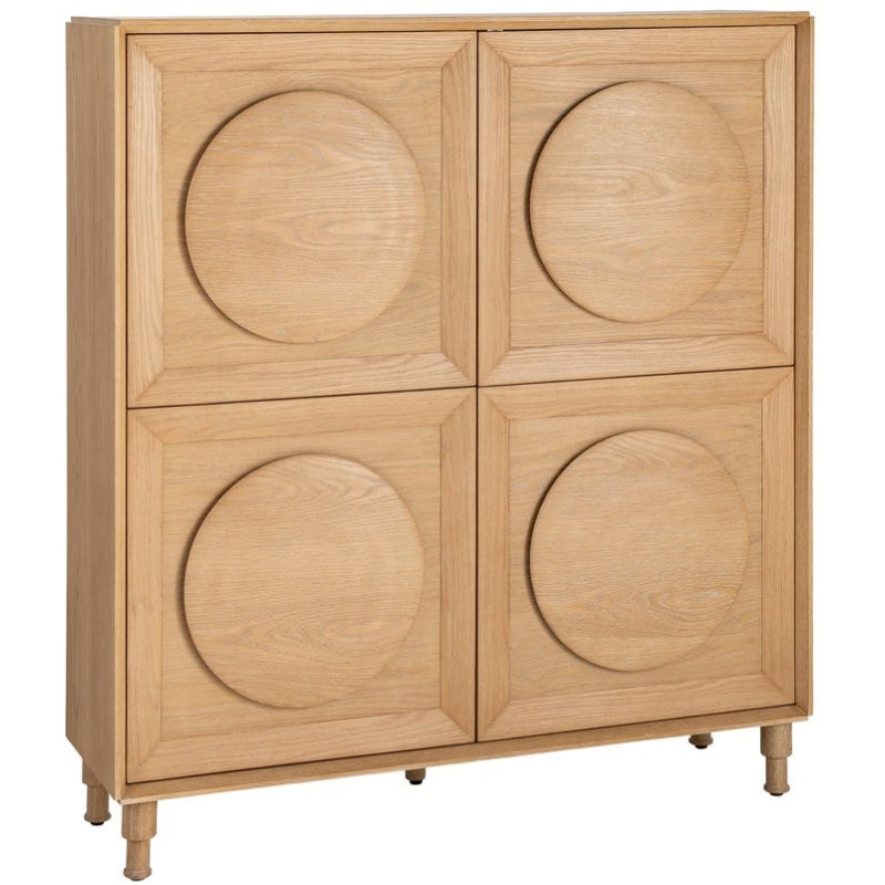 Buffet haut 4 portes chêne naturel 135x40x150 cm Cabinet Ixia - 1