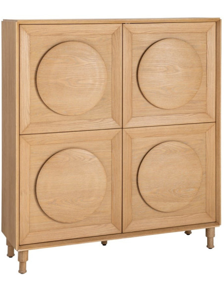 Buffet haut 4 portes chêne naturel 135x40x150 cm Cabinet Ixia - 1