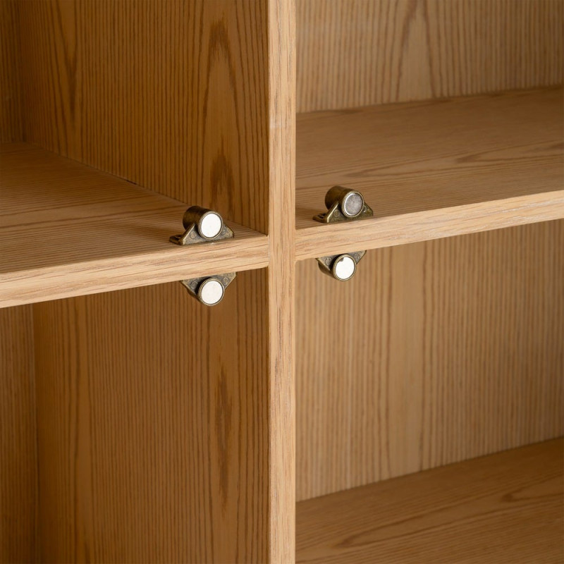 Buffet haut 4 portes chêne naturel 135x40x150 cm Cabinet Ixia - 3
