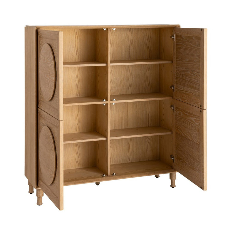 Buffet haut 4 portes chêne naturel 135x40x150 cm Cabinet Ixia - 4