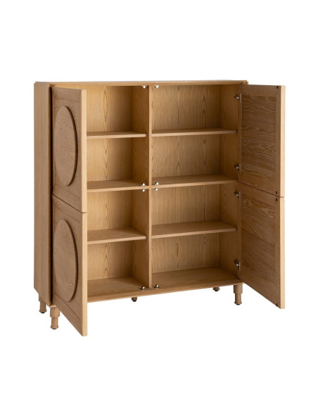 Buffet haut 4 portes chêne naturel 135x40x150 cm Cabinet Ixia - 4