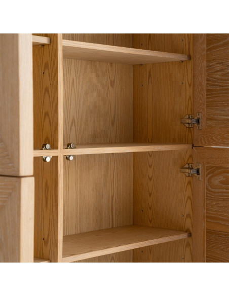 Buffet haut 4 portes chêne naturel 135x40x150 cm Cabinet Ixia - 5
