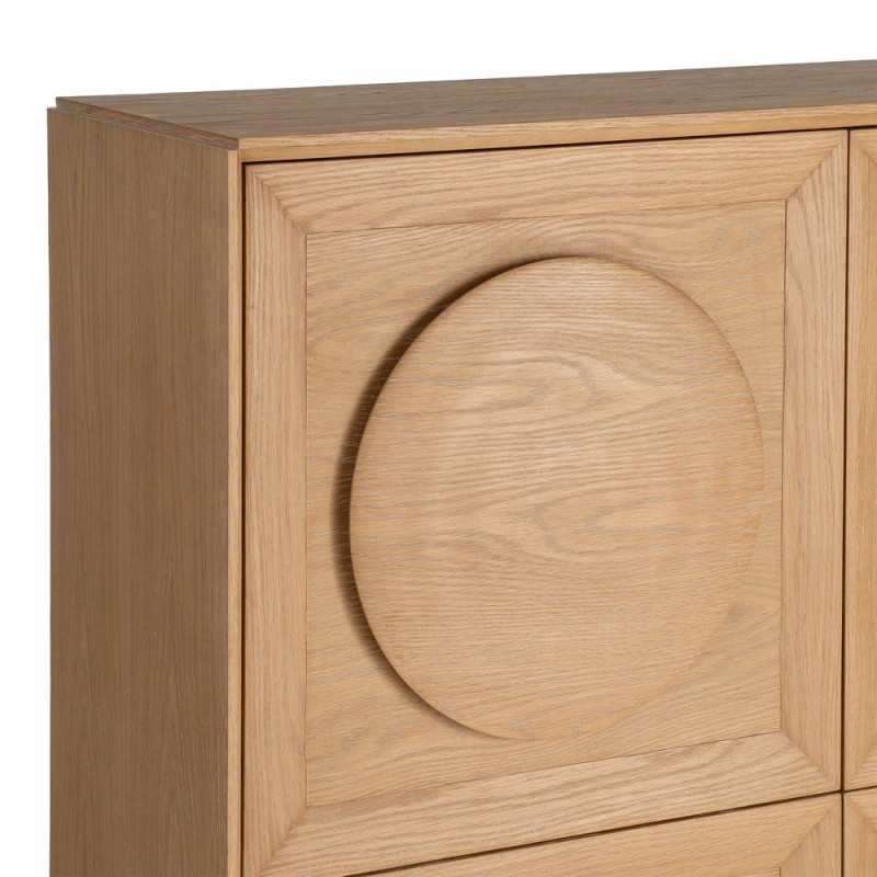 Buffet haut 4 portes chêne naturel 135x40x150 cm Cabinet Ixia - 6