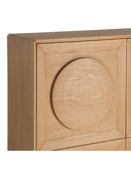 Buffet haut 4 portes chêne naturel 135x40x150 cm Cabinet Ixia - 6