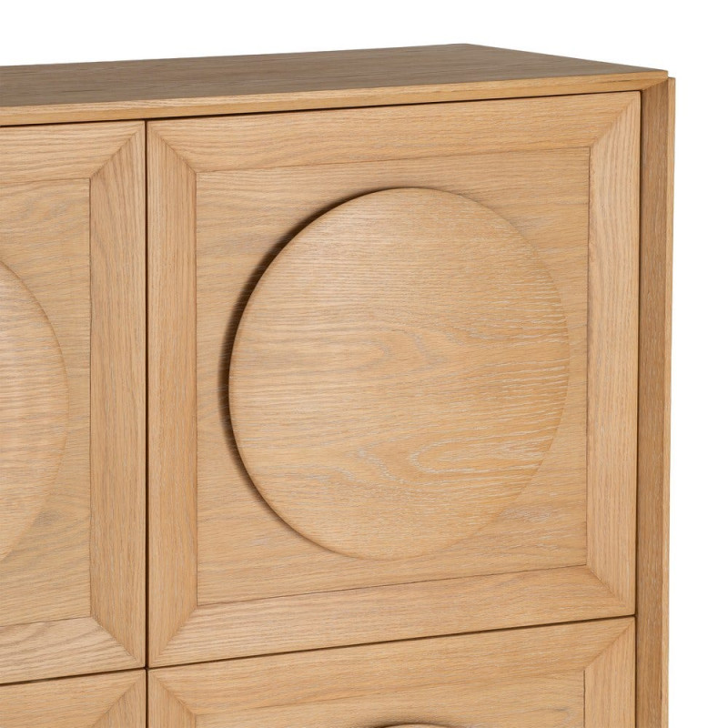Buffet haut 4 portes chêne naturel 135x40x150 cm Cabinet Ixia - 7
