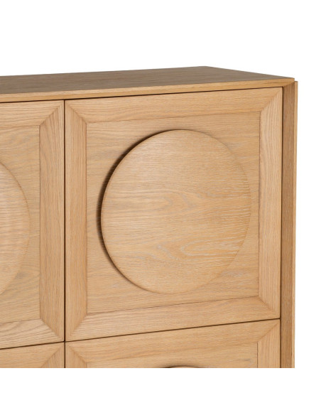 Buffet haut 4 portes chêne naturel 135x40x150 cm Cabinet Ixia - 7