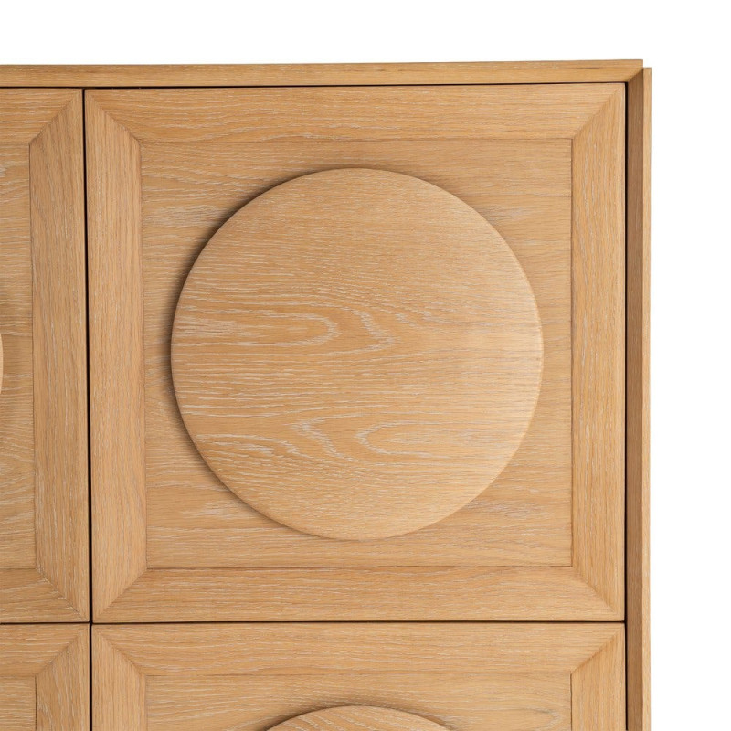 Buffet haut 4 portes chêne naturel 135x40x150 cm Cabinet Ixia - 10