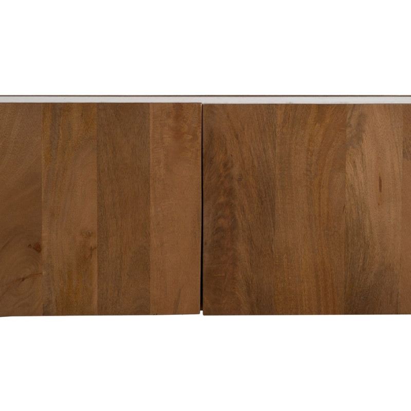 Meuble TV 4 portes en acacia et marbre blanc 200x35x46 cm Havelano Ixia - 4