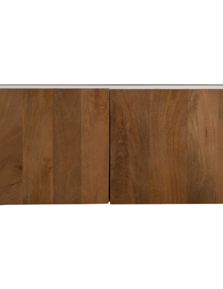 Meuble TV 4 portes en acacia et marbre blanc 200x35x46 cm Havelano Ixia - 4
