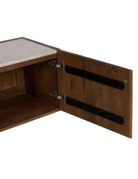 Meuble TV 4 portes en acacia et marbre blanc 200x35x46 cm Havelano Ixia - 6