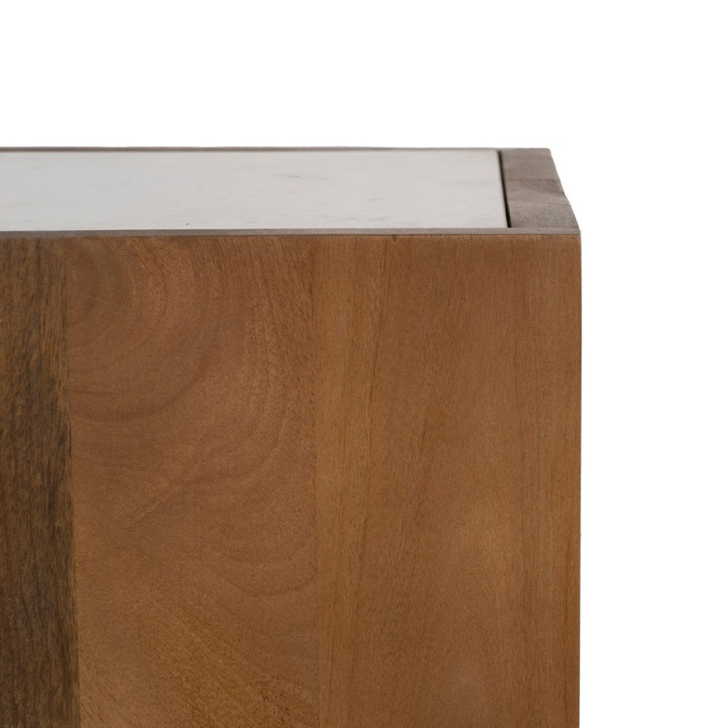 Meuble TV 4 portes en acacia et marbre blanc 200x35x46 cm Havelano Ixia - 7