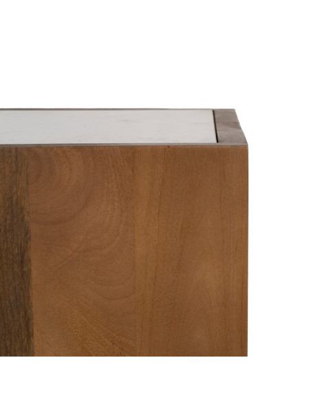 Meuble TV 4 portes en acacia et marbre blanc 200x35x46 cm Havelano Ixia - 7