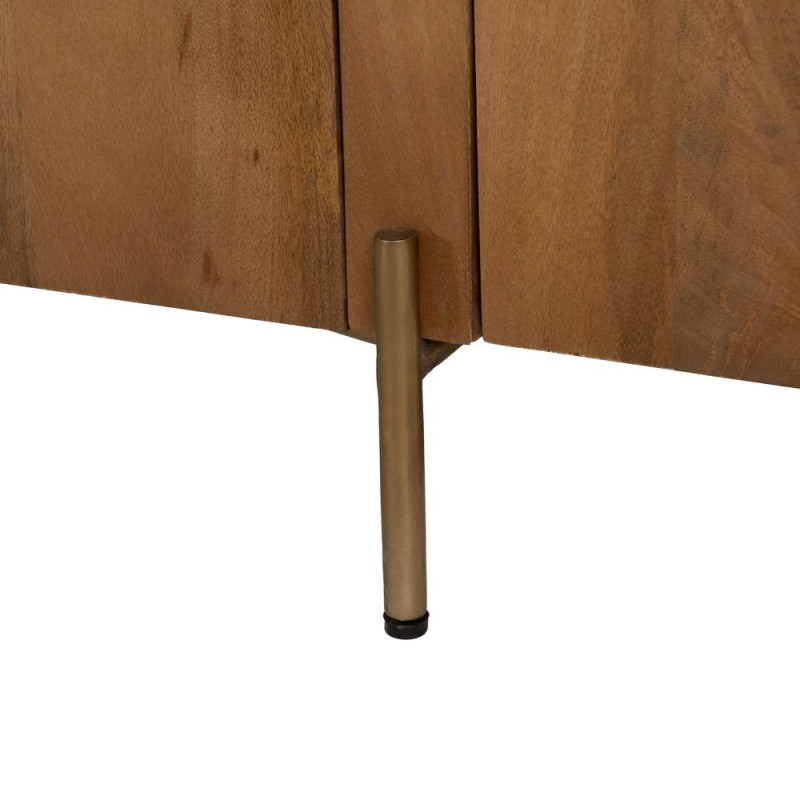 Meuble TV 4 portes en acacia et marbre blanc 200x35x46 cm Havelano Ixia - 10