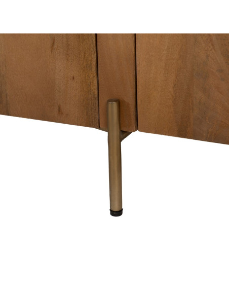 Meuble TV 4 portes en acacia et marbre blanc 200x35x46 cm Havelano Ixia - 10