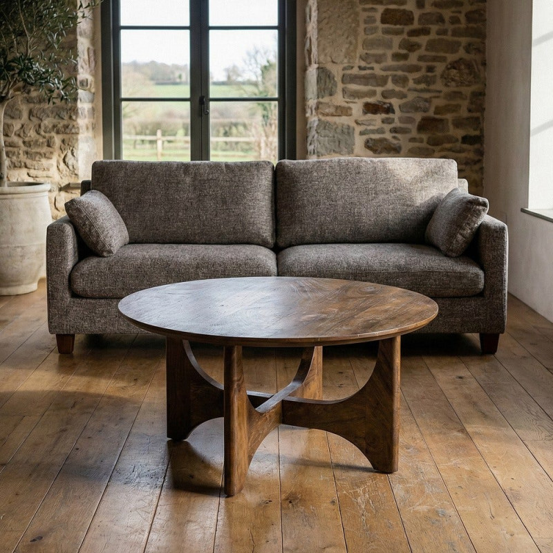 Table basse ronde bois de manguier brun 90 cm Zarelora Ixia - 2