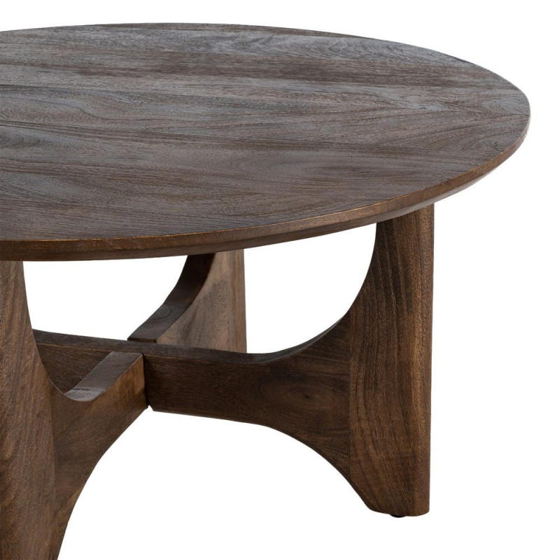 Table basse ronde bois de manguier brun 90 cm Zarelora Ixia - 3