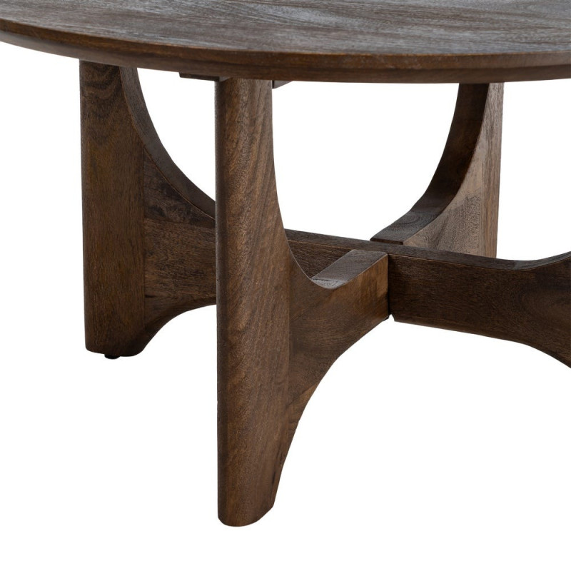 Table basse ronde bois de manguier brun 90 cm Zarelora Ixia - 5