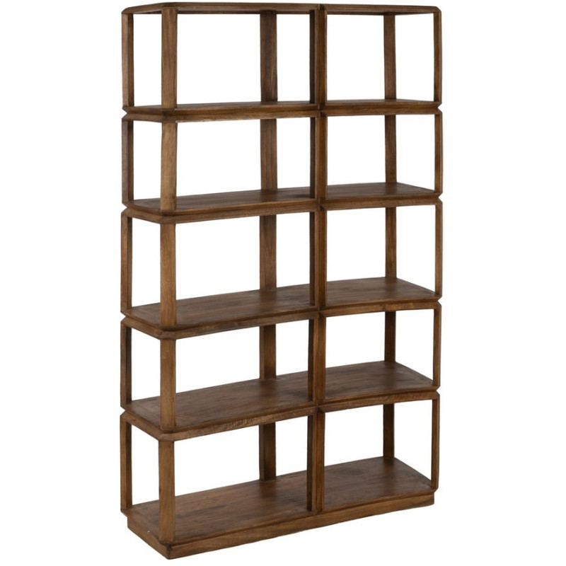 Bibliothèque ouverte 5 niveaux en manguier brun 115x42x195 cm Arelina Ixia - 1