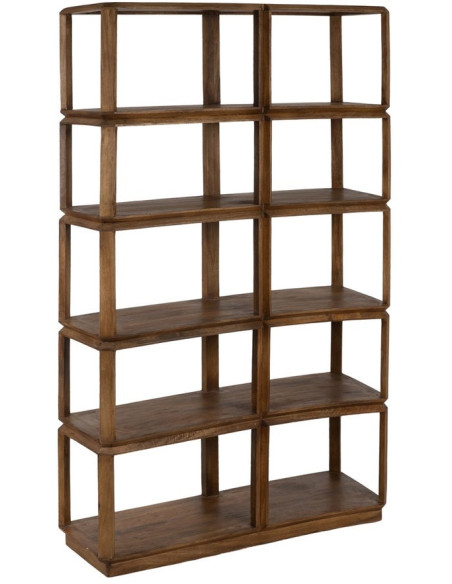 Bibliothèque ouverte 5 niveaux en manguier brun 115x42x195 cm Arelina Ixia - 1