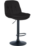 Tabouret de bar réglable pivotant en tissu noir 64-85 cm Dervian