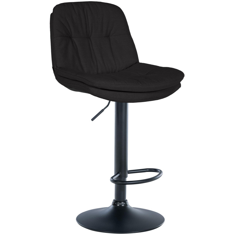 Tabouret de bar réglable pivotant en tissu noir 64-85 cm Dervian  - 1