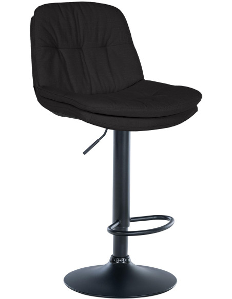 Tabouret de bar réglable pivotant en tissu noir 64-85 cm Dervian  - 1