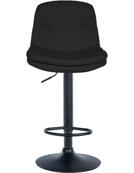Tabouret de bar réglable pivotant en tissu noir 64-85 cm Dervian  - 2