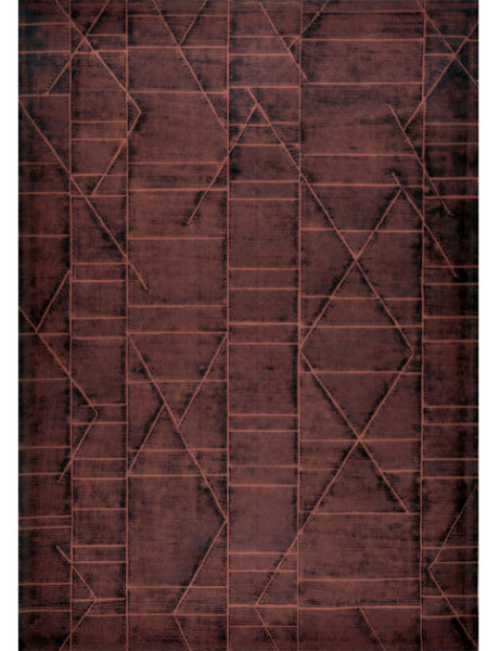 Tapis géométrique en laine terracotta et noir 170x240 cm Matrix  - 1