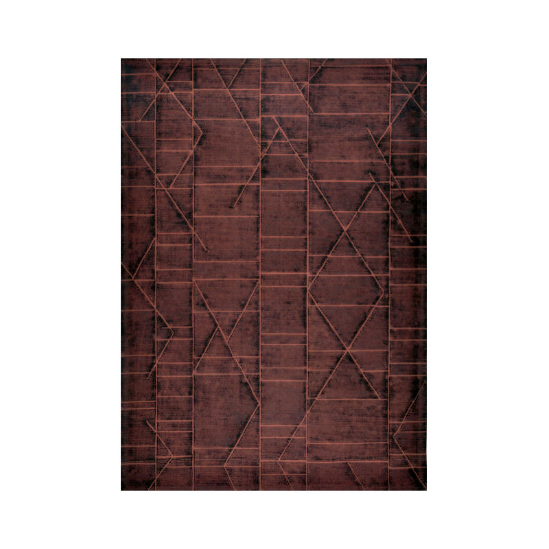 Tapis géométrique en laine terracotta et noir 170x240 cm Matrix  - 1