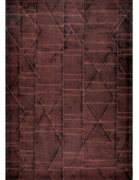 Tapis géométrique laine terracotta et noir 200x300 cm Matrix  - 1