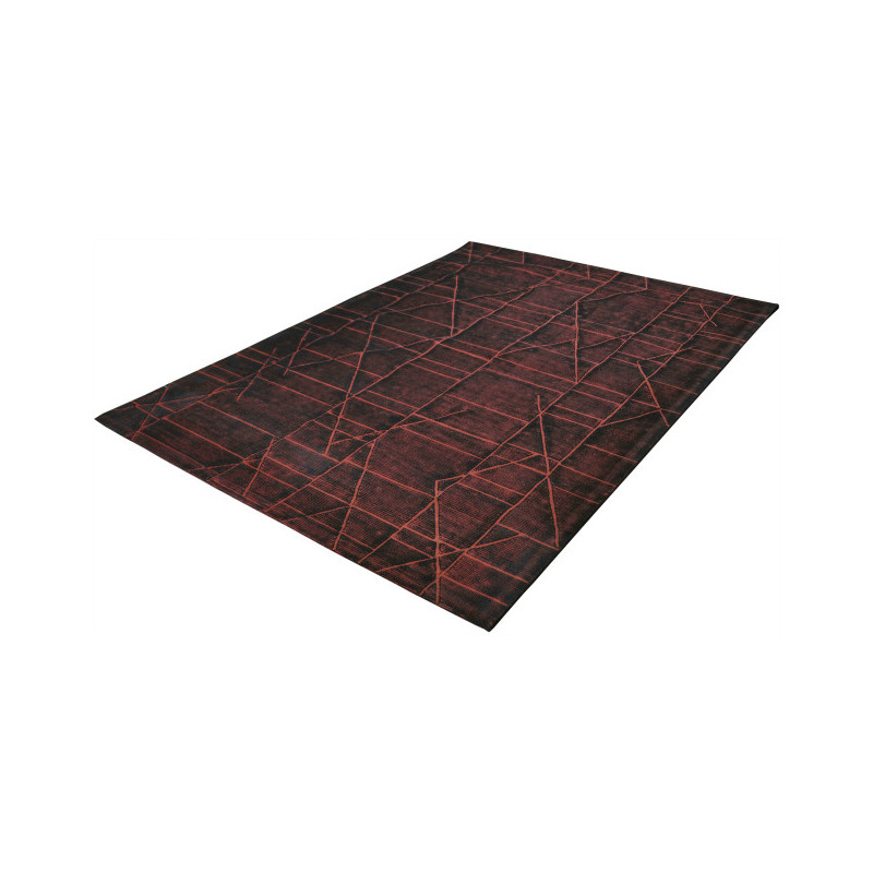 Tapis géométrique laine terracotta et noir 200x300 cm Matrix  - 2