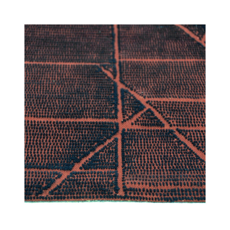 Tapis géométrique laine terracotta et noir 200x300 cm Matrix  - 3