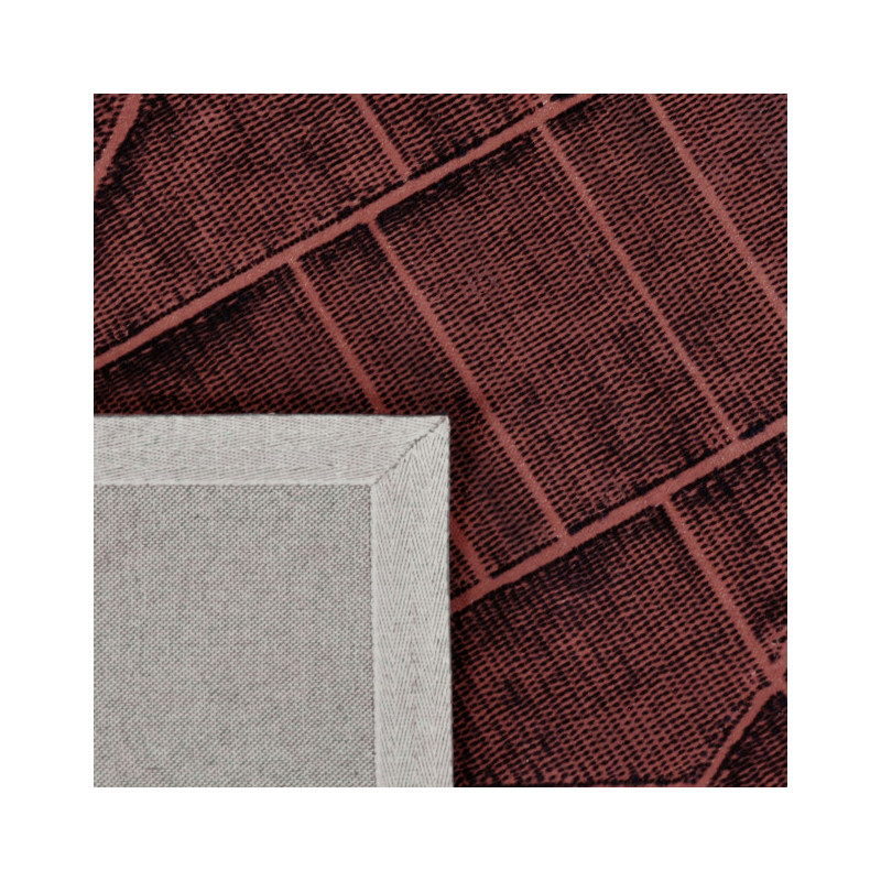 Tapis géométrique laine terracotta et noir 200x300 cm Matrix  - 4