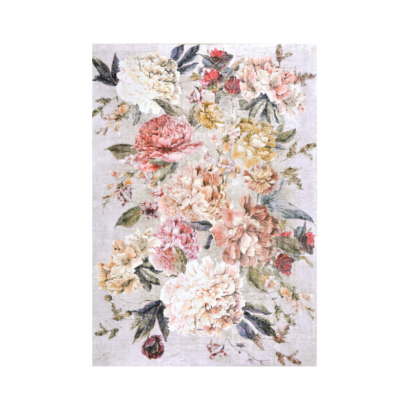 Tapis floral pivoine rose poudré 160x230 cm Bouquet  - 1