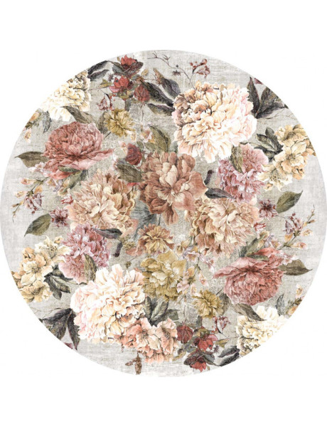 Tapis rond floral vintage rose 190 cm en polyester Bouquet  - 1
