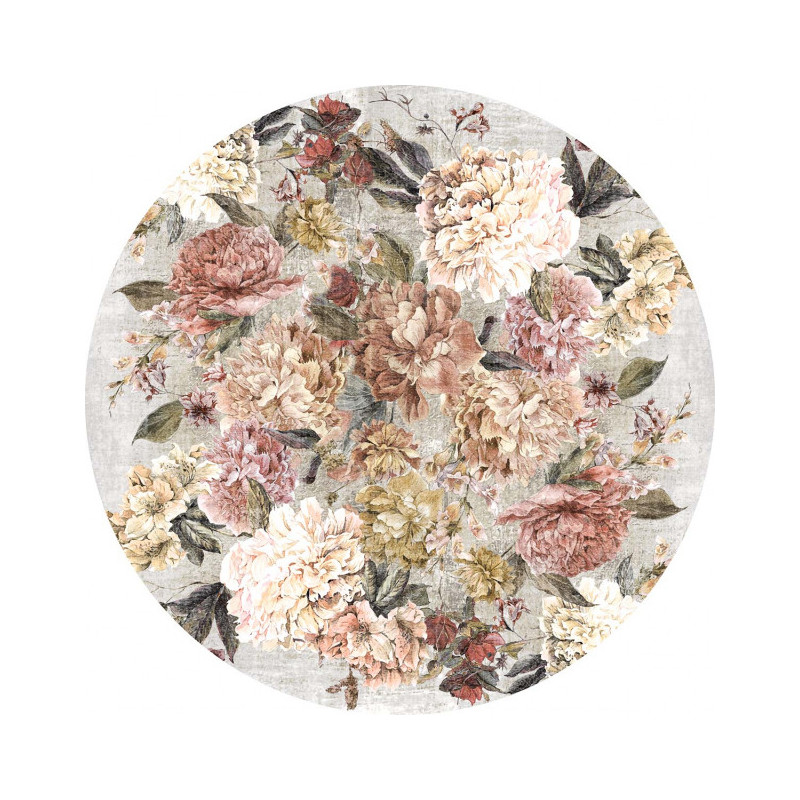 Tapis rond floral vintage rose 190 cm en polyester Bouquet  - 1