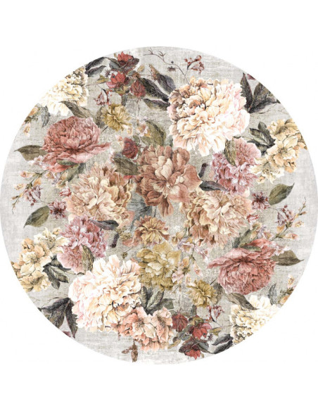 Tapis rond floral vintage rose 190 cm en polyester Bouquet  - 1