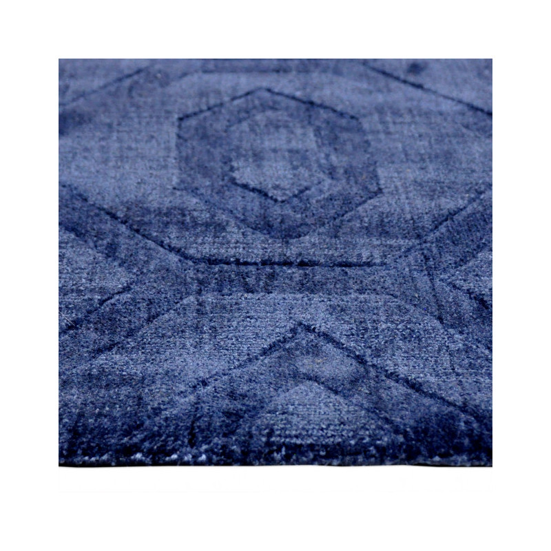 Tapis géométrique bleu marine en polyester 160x230 cm Heraklion  - 3