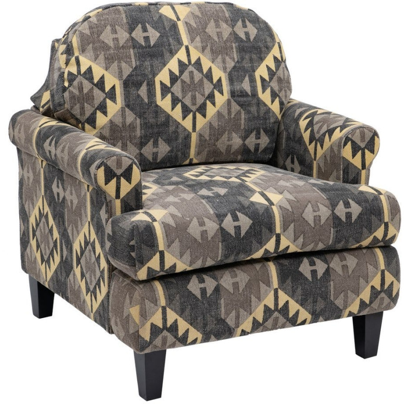 Fauteuil ethnique taupe en coton 91x90x95 cm Esmarano Ixia - 1