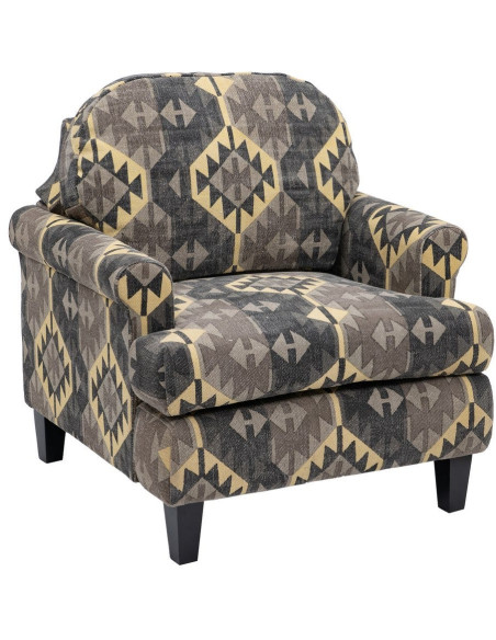 Fauteuil ethnique taupe en coton 91x90x95 cm Esmarano Ixia - 1