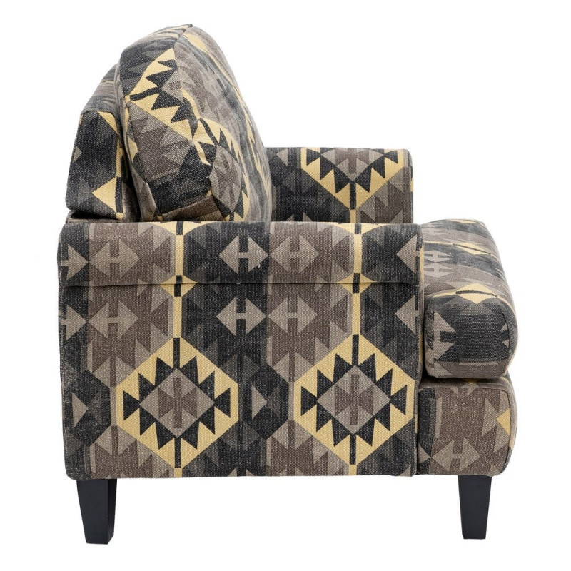 Fauteuil ethnique taupe en coton 91x90x95 cm Esmarano Ixia - 3