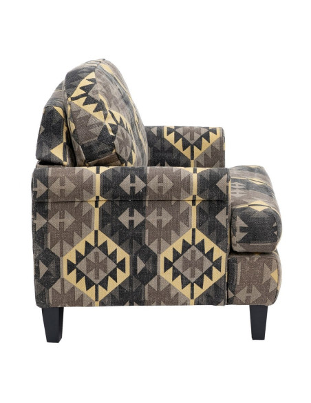 Fauteuil ethnique taupe en coton 91x90x95 cm Esmarano Ixia - 3