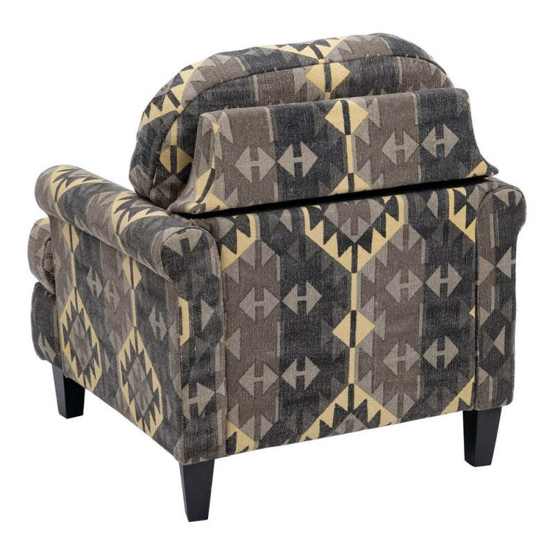 Fauteuil ethnique taupe en coton 91x90x95 cm Esmarano Ixia - 4