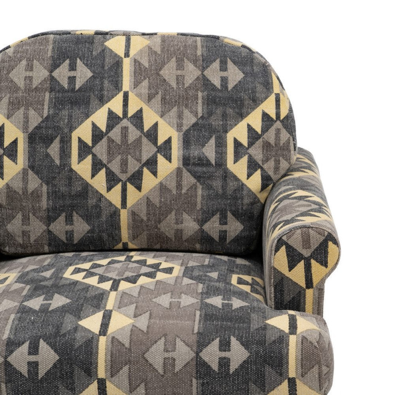Fauteuil ethnique taupe en coton 91x90x95 cm Esmarano Ixia - 5