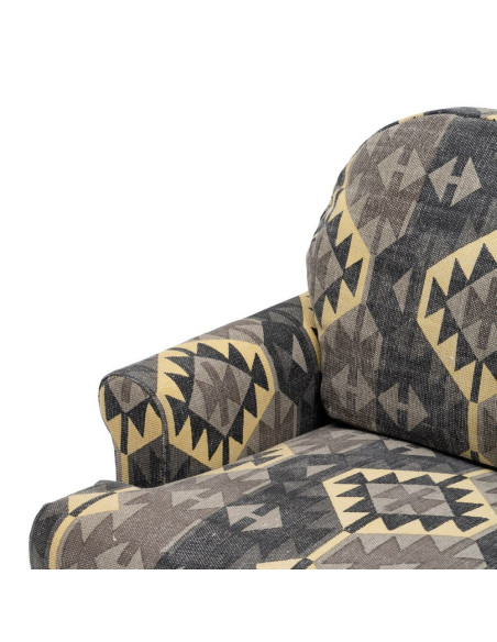 Fauteuil ethnique taupe en coton 91x90x95 cm Esmarano Ixia - 6