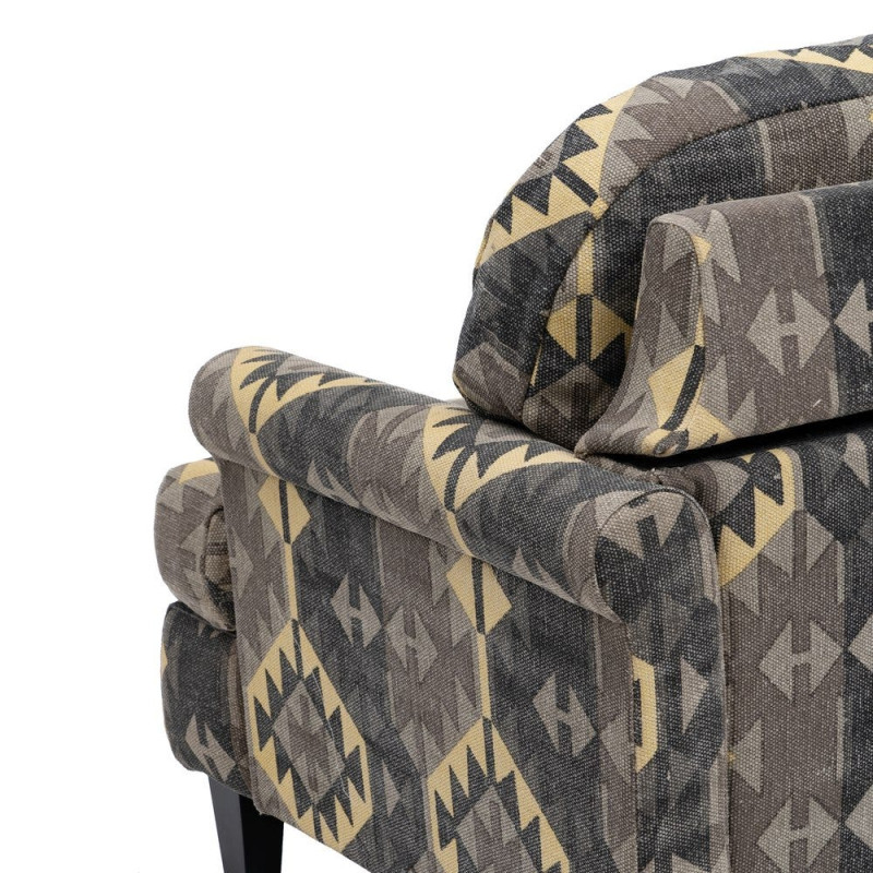Fauteuil ethnique taupe en coton 91x90x95 cm Esmarano Ixia - 11
