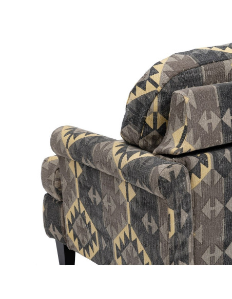 Fauteuil ethnique taupe en coton 91x90x95 cm Esmarano Ixia - 11