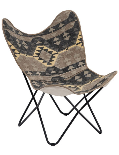 Fauteuil papillon taupe en coton 75x75x95 cm Esmarano Ixia - 1